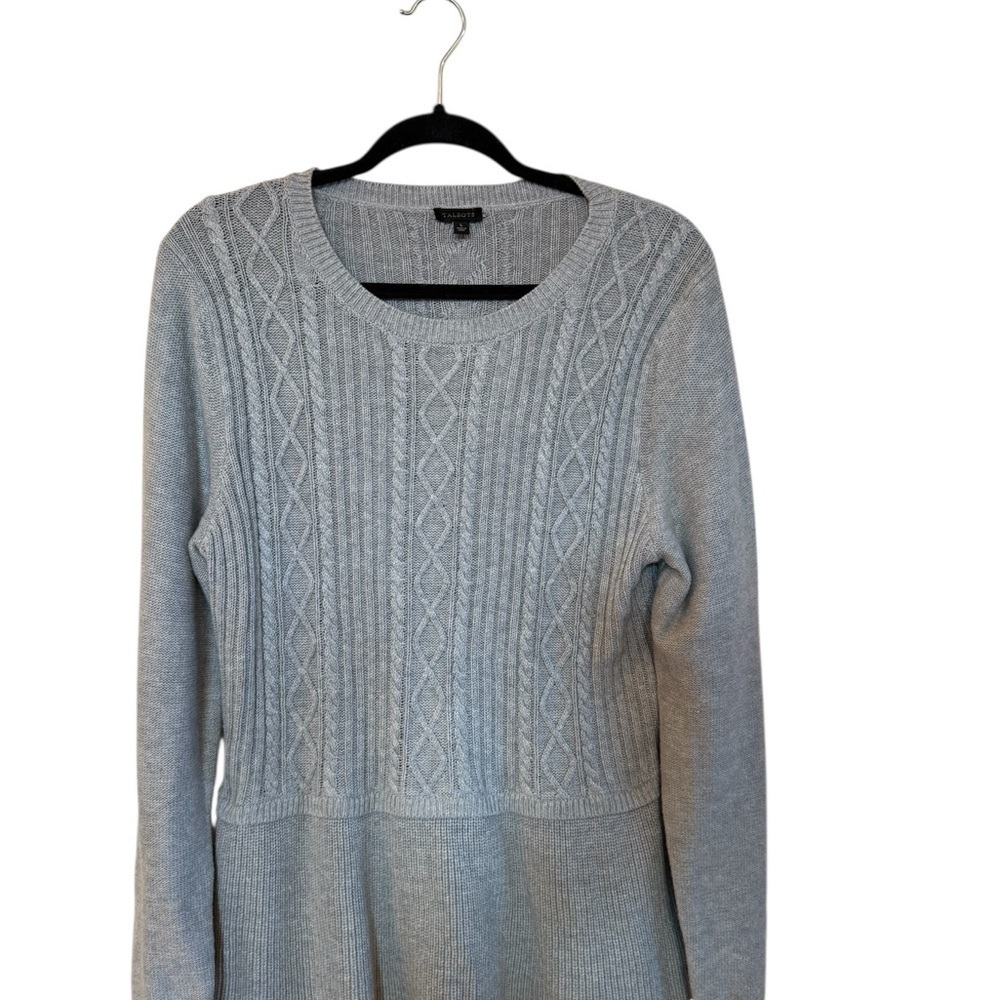 Talbots Light Gray Cable Knit Sweater - Picture 2 of 5